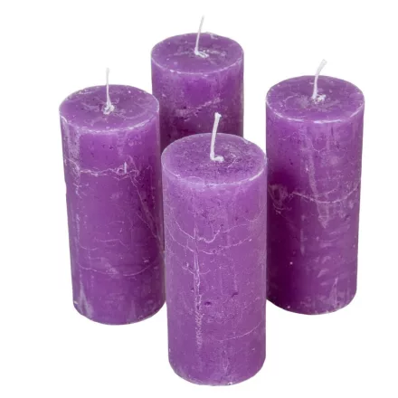 Rusztikus henger gyertya 50x120mm lila  4db/csom (db ár)