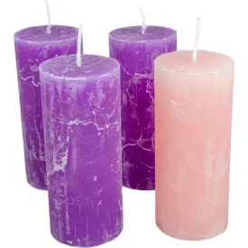  Rusztikus henger gyertya 50x120mm lila-rózsaszín 4 darabos csomagban rendelhető