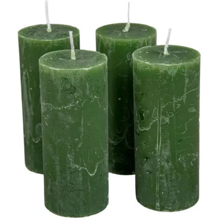 Rusztikus henger gyertya 50x120mm moha zöld 4 darabos csomagban rendelhető | darab ár!