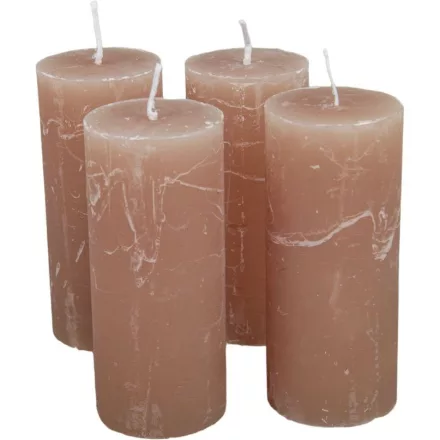 Rusztikus henger gyertya 50x120mm sötétbézs 4 darabos csomagban rendelhető | darab ár!