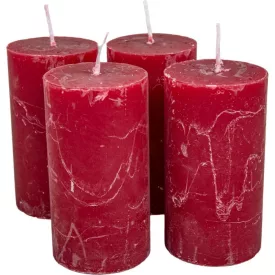 Rusztikus henger gyertya 50x90mm bordó 4db/csom (db ár)