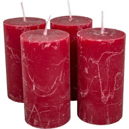 Rusztikus henger gyertya 50x90mm bordó 4db/csom (db ár)