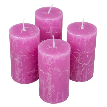 Rusztikus henger gyertya 50x90mm ciklámen 4db/csom (db ár)