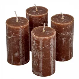 Rusztikus henger gyertya 50x90mm Csoki 4db/csom (db ár)