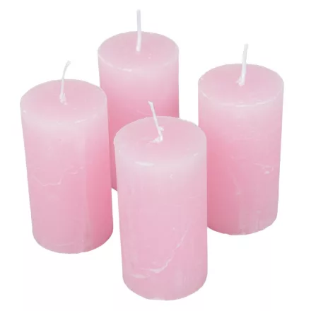 Rusztikus henger gyertya 50x90mm rózsaszín 4db/csom (db ár)