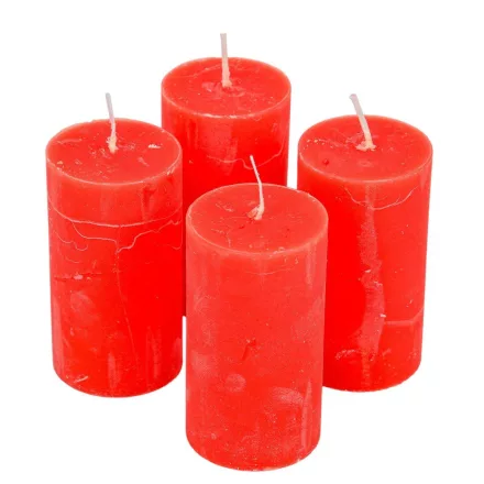 Rusztikus henger gyertya 50x90mm tűzvörös 4db/csom (db ár)