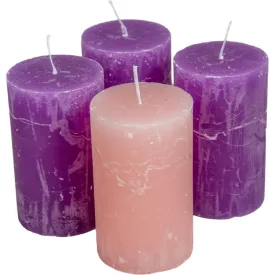   Rusztikus henger gyertya 60x100mm lila-rózsaszín 4db/csom (db ár)