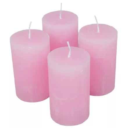 Rusztikus henger gyertya 60x100mm rózsaszín 4db/csom (db ár)