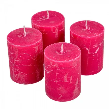 Rusztikus henger gyertya 60x80mm Ciklámen 4db/csom (db ár)