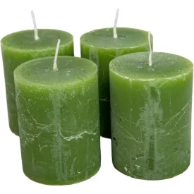   Rusztikus henger gyertya 60x80mm moha zöld 4db/csom (db ár)