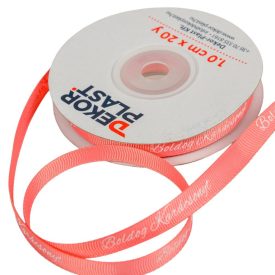 Boldog Karácsonyt feliratos ripsz szalag rózsaszín 1cmx20y   Boldog Karácsonyt feliratos ripsz szalag rózsaszín 1cmx20y