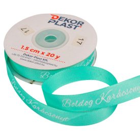 Boldog Karácsonyt feliratos ripsz szalag menta 1,5cmx20y Boldog Karácsonyt feliratos ripsz szalag menta 1,5cmx20y