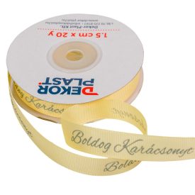 Boldog Karácsonyt feliratos ripsz szalag krém 1,5cmx20y Boldog Karácsonyt feliratos ripsz szalag krém 1,5cmx20y