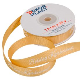 Boldog Karácsonyt feliratos ripsz szalag drapp 1,5cmx20y Boldog Karácsonyt feliratos ripsz szalag drapp 1,5cmx20y