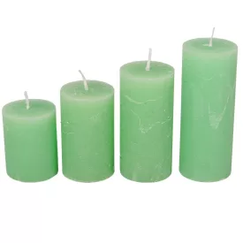   Rusztikus 40mm-es lépcsős henger gyertya új Menta | csomag ár!