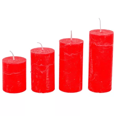 Rusztikus 40mm-es lépcsős henger gyertya Piros (csom ár)