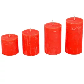   Rusztikus 60mm-es lépcsős henger gyertya Tűzvörös (csom ár)