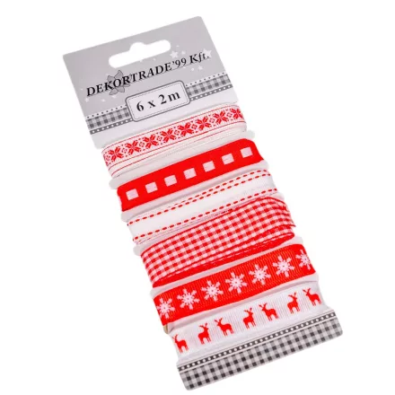 Szalag mintás piros 2m 6db-os