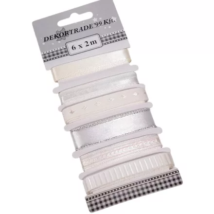 Szalag mintás fehér 2m 6db-os