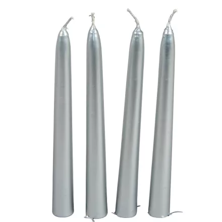 Metál spitz gyertya 195 mm ezüst 4db/csom (db ár)