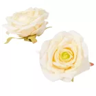 Rózsa virágfej krém zöld középpel 10cm