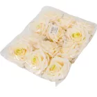 Rózsa virágfej krém zöld középpel 10cm