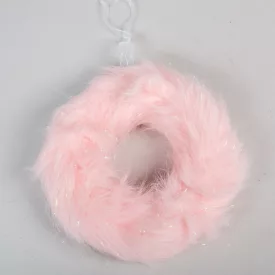 Szőr koszorú akasztós rózsaszín 16cm