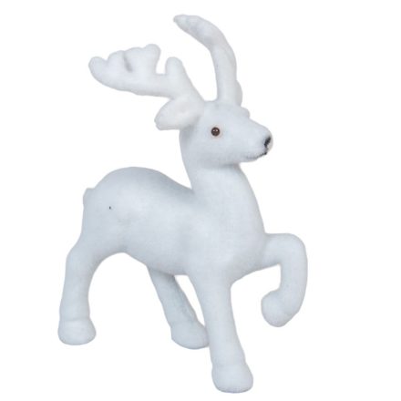 Szarvas flokkolt fehér 12cm