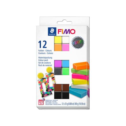 Fimo gyurmakészlet  - 12x25g - Neon színek