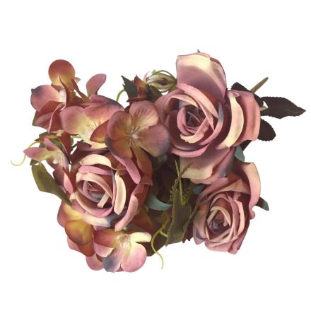 Rózsa - hortenzia csokor - rozsda
