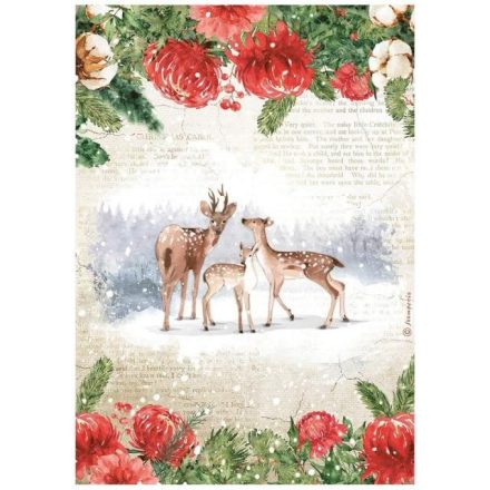 Rizspapír A4 -  Romantic Home - Karácsonyi szarvasok