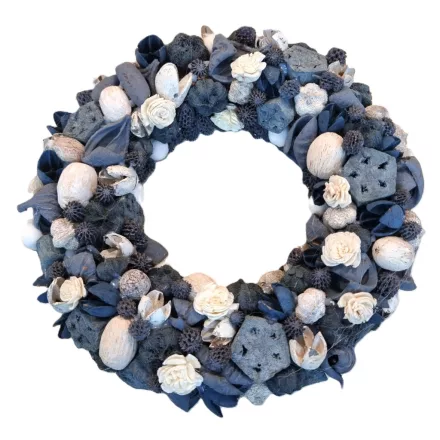 Sötétkék - fehér terméskoszorú