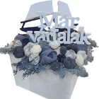 Nyári asztaldísz vitorlással, kék-fehér