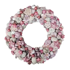   Rózsaszín csillagkoszorú – természetes, romantikus téli dekor (30 cm)
