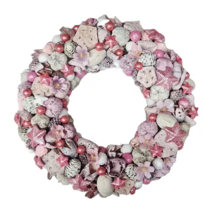 Rózsaszín csillagkoszorú – természetes, romantikus téli dekor (30 cm)