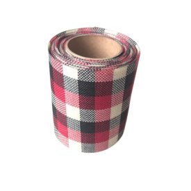 Karácsonyi vászon szalag - bézs - fekete - piros kockás Karácsonyi vászon szalag - bézs - fekete - piros kockás