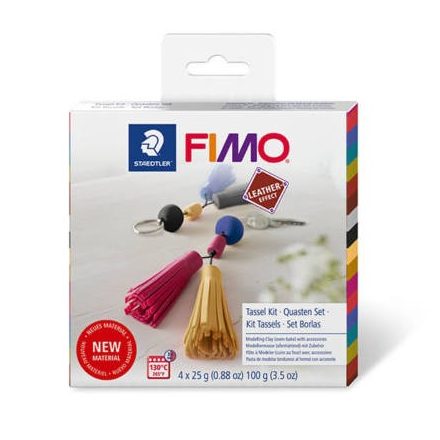 FIMO Leather Effect süthető gyurma készlet, 4x25 g - Kulcstartó