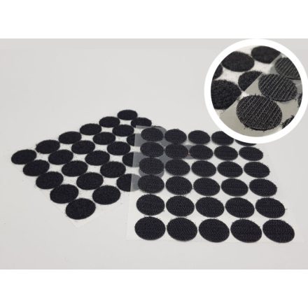 Fekete öntapadós tépőzár korongok - 2cm - 30db