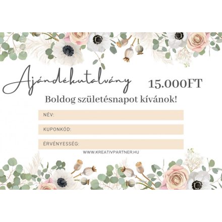 Ajándék utalvány - 15.000 Ft értékben