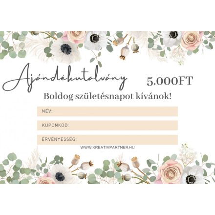 Ajándék utalvány - 5.000 Ft értékben 