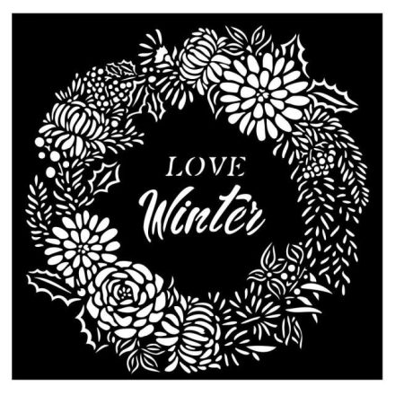Media stencil -  Karácsonyi koszorú - Love Winter