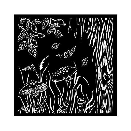 Media stencil -  Woodland gombák - 18x18cm