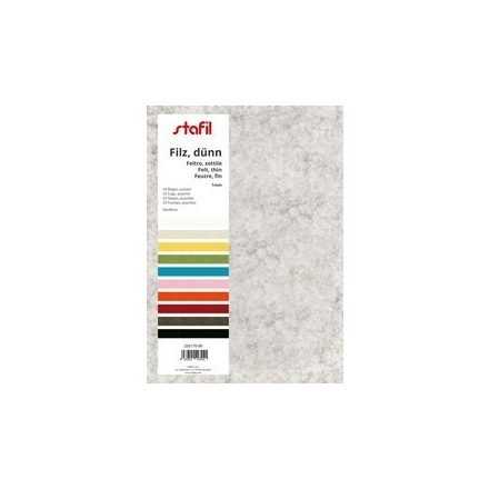 1mm-es puha filc lap 40x30cm - 10 szín csomag