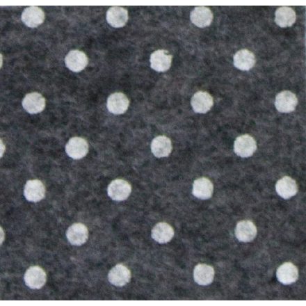 Pöttyös puha filc anyag sötétszürke melange - fehér 40x30cm