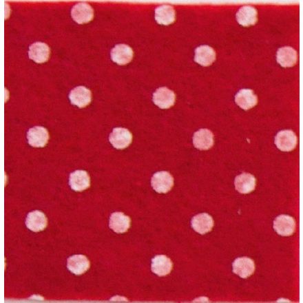 Pöttyös puha filc anyag piros - fehér 40x30cm