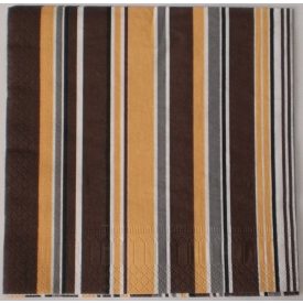 Szalvéta - Csíkos Barna Sárga Fehér Szürke Fekete