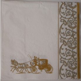 Szalvéta - Esküvő Hintó Arany Fehér Szalvéta - Esküvő Hintó Arany Fehér