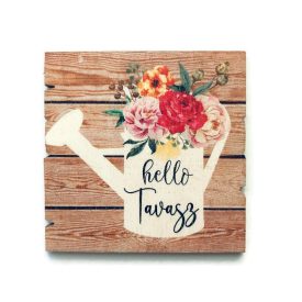 Fa tábla -  Hello tavasz öntözőkannával Fa tábla -  Hello tavasz öntözőkannával