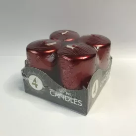 Gyertya - Metál bordó szín - 4db