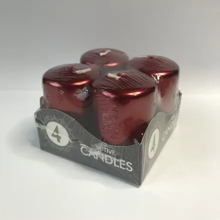 Gyertya - Metál bordó szín - 4db